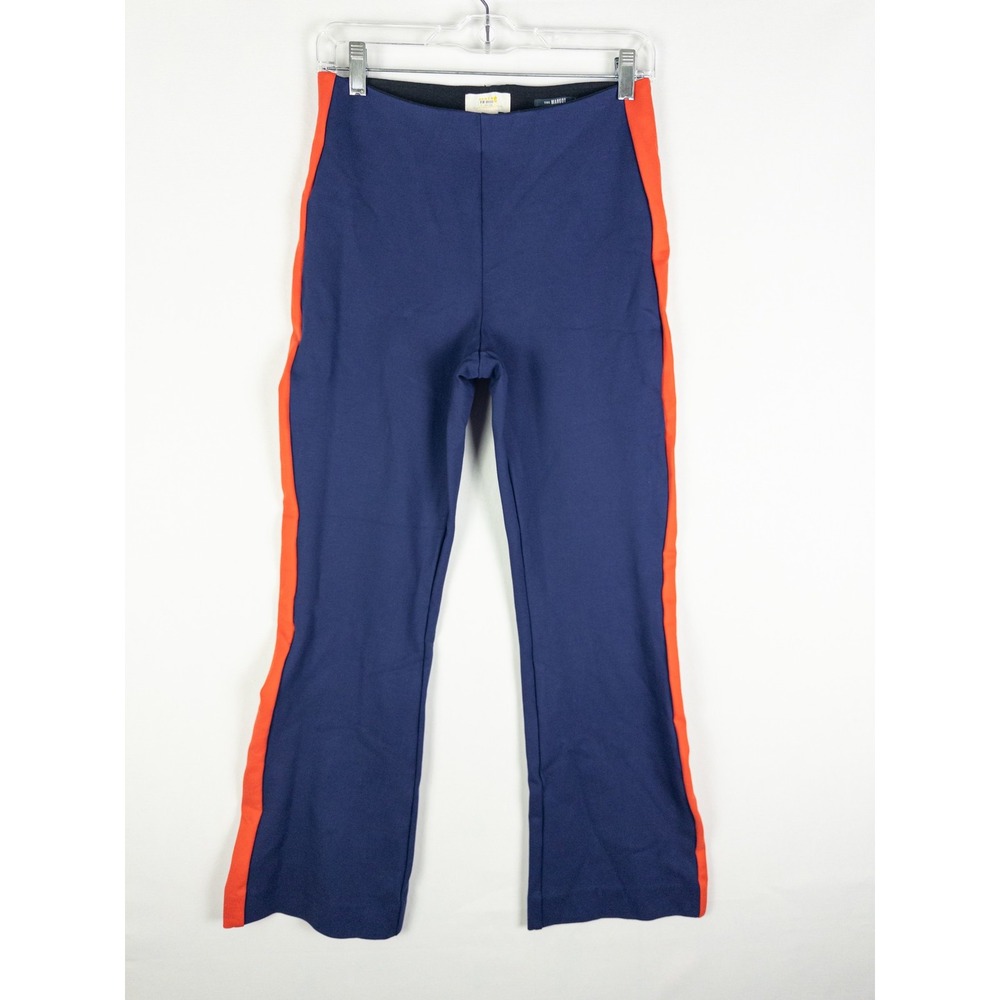 Anthropologie Margot Flare Pants Womens ST Navy Orange Side Stripe Colorblock Y2